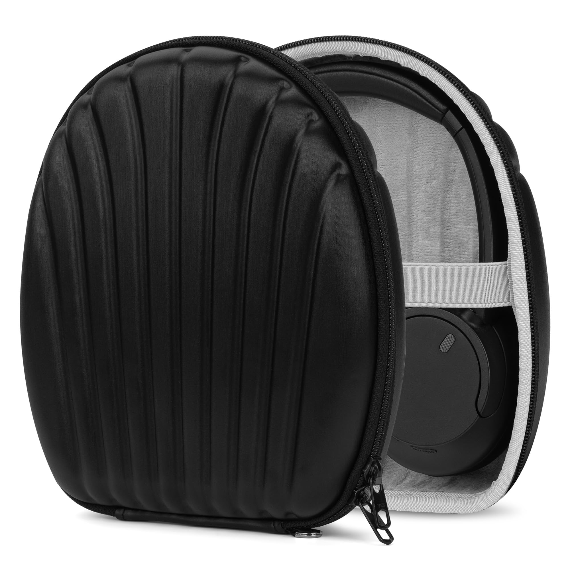 Geekria Shield Case Compatible with Sony WH-CH720N, WH-1000XM6, WH-1000XM5, WH-ULT900N Headphones, Replacement Protective Hard Shell Travel Carrying Bag with Cable Storage (SeaShell Black)