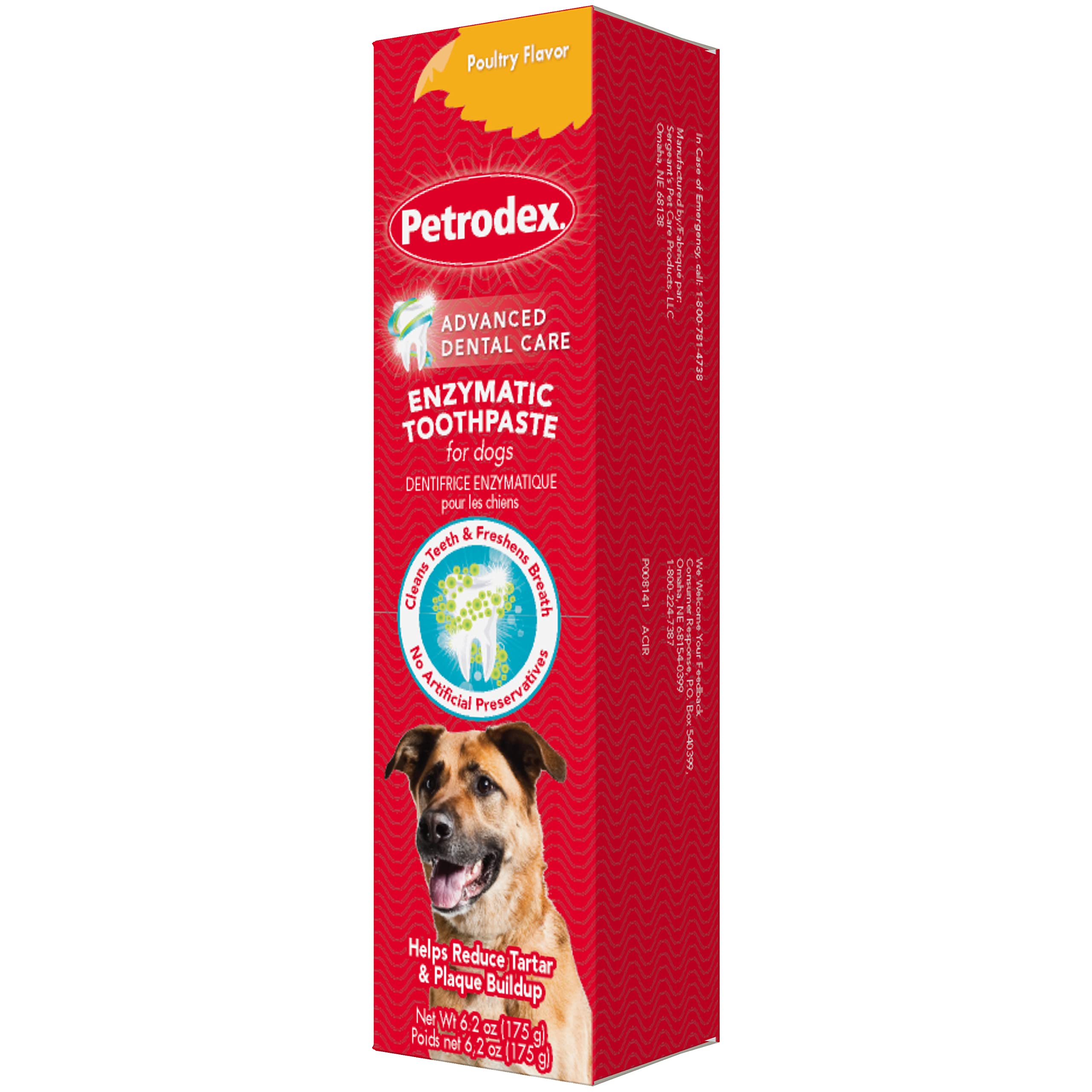 Petrodex Toothpaste for Dogs and Puppies, Cleans Teeth and Fights Bad Breath, Reduces Plaque and Tartar Formation, Enzymatic Toothpaste, Poultry Flavor, 6.2oz