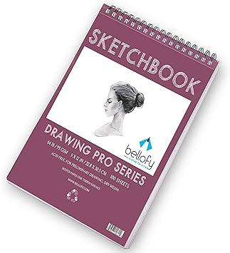 Bellofy 100 Sheet Sketch Book 9x12 Inch 64 Ib 95 Gsm Top Spiral Bound Sketchpad For Artist Sketching And Drawing Paper Micro Perforated Acid