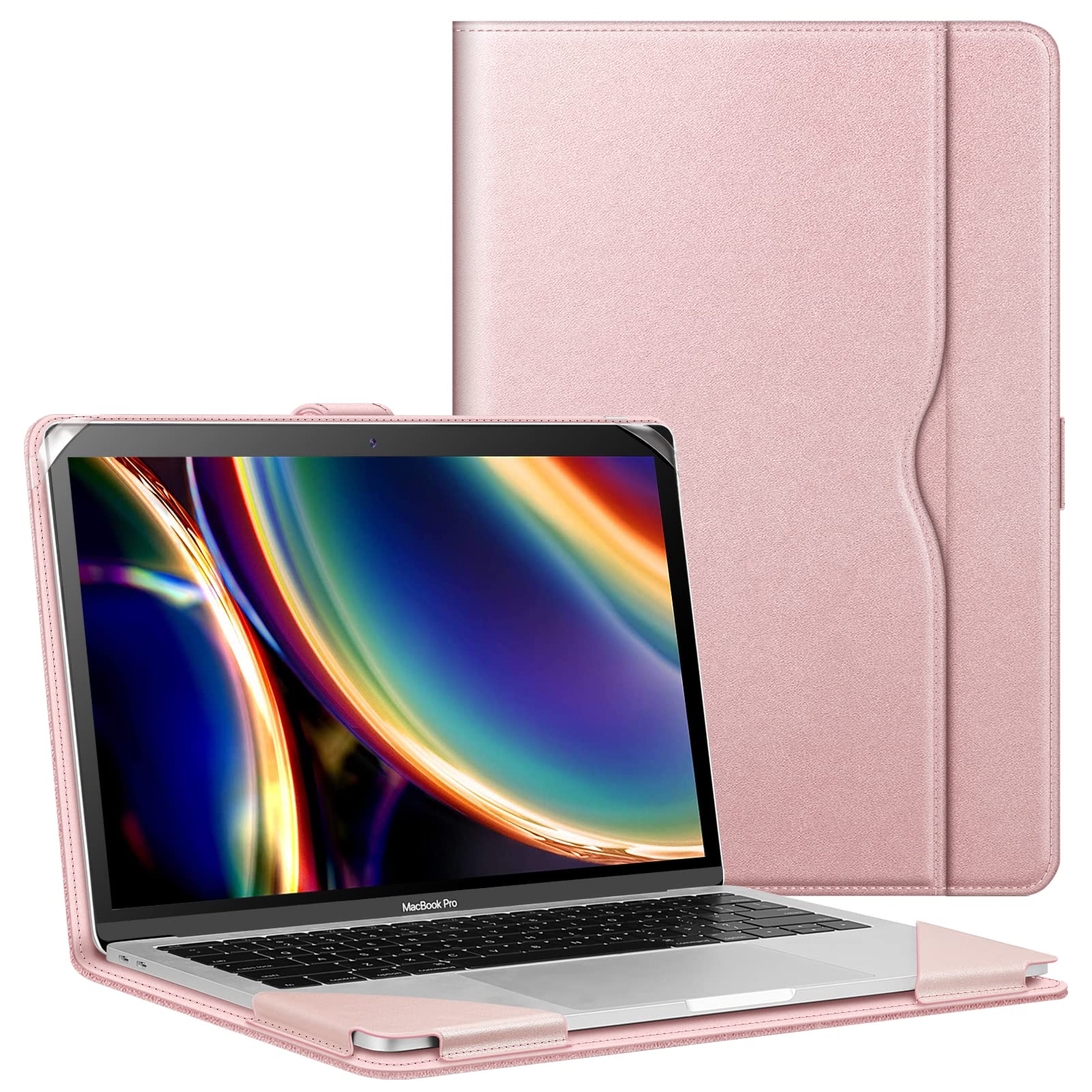 FINTIE Case Compatible with MacBook Air 13.6 inch (2024/2022) M3/M2 Chip, Macbook Air 13.3 inch (2020-2018), MacBook Pro 13 inch (2020-2016), Premium PU Leather Protective Folio Book Cover, Rose Gold