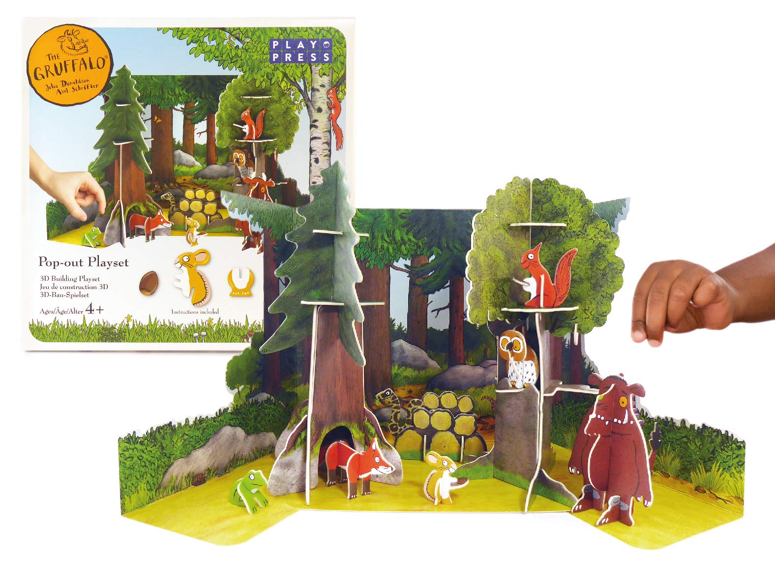 PLAYPRESS The Gruffalo Pop-out Playset - Gruffalo Toy Set Based on the Book by Julia Donaldson and Axel Scheffler - Eco-Friendly Building Toys - Easy Storage - Construction Toys for Ages 4+
