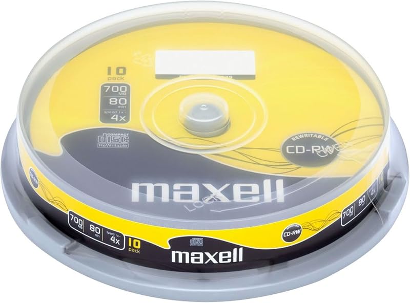 Maxell CD-RW80 10 Pack Spindle 1-4X Rewriteable Recordable Media