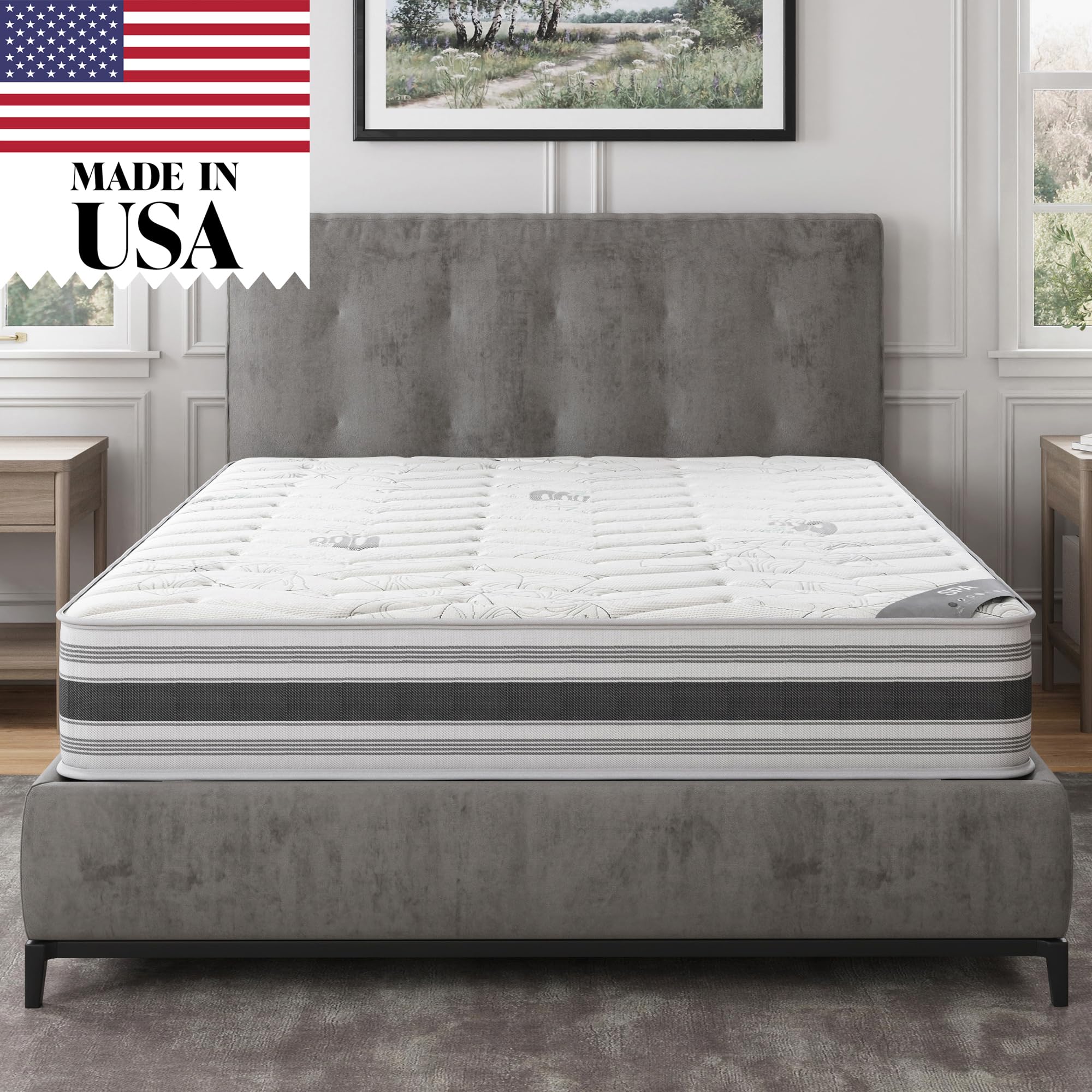 Photo 1 of Ottomanson Queen 12" Hybrid Mattress - Meditation Antistatic Quilted Cover - Made in USA - Firm Support - Individually Pocketed Coils & CertiPUR-US Foam - Fiberglass-Free - Bed in a Box