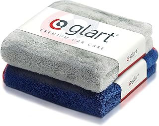 Glart 2er Set Mikrofasertücher, für Lackpolitur, Scheiben, Cockpit, Polieren & Trocknen bei Auto, Motorrad, Microfaser Poliertuch Lack, 40x40 cm