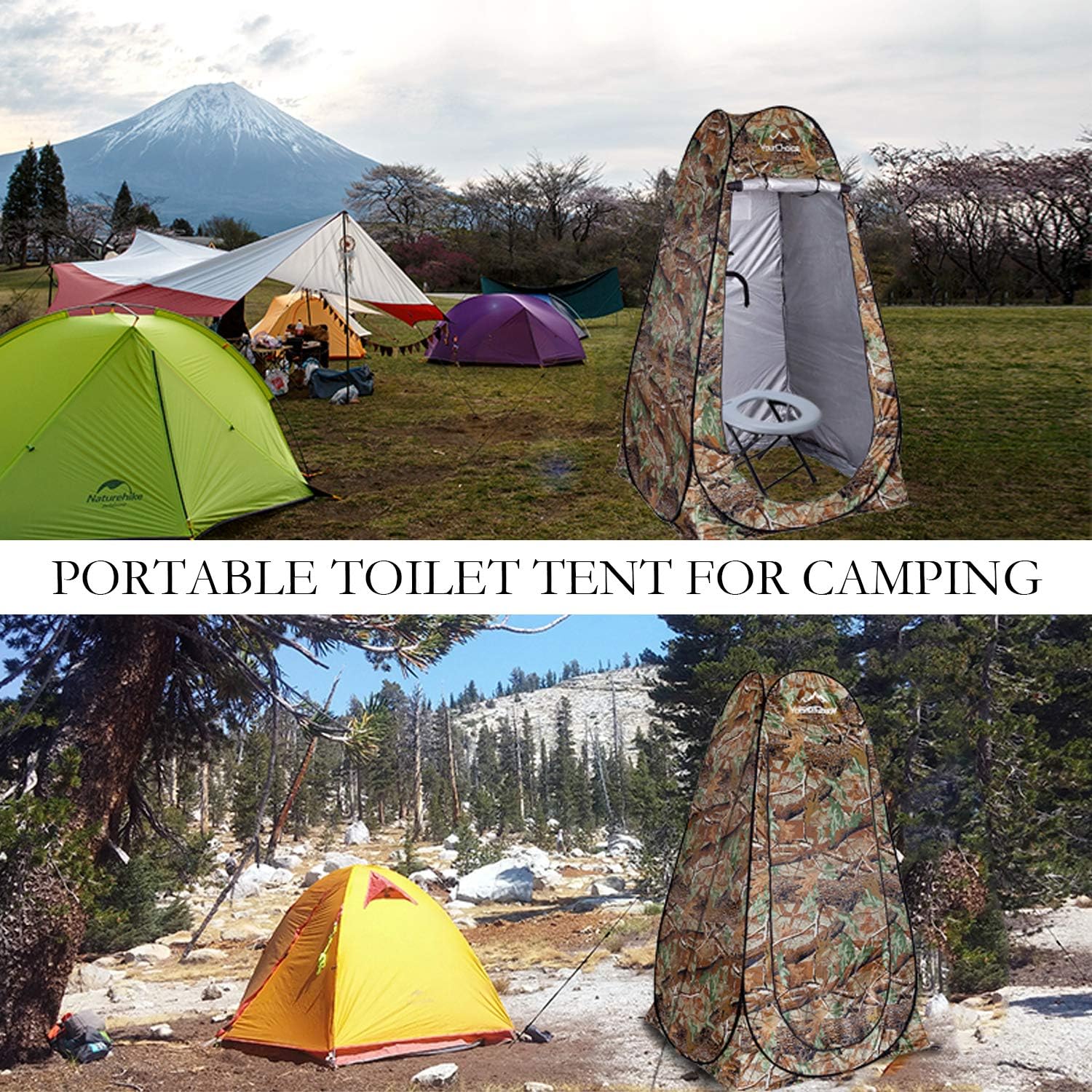Your Choice Pop Up Camping Shower Tent, Portable Changing Room Camp Shower Toilet Privacy shelter Tents for Outdoor and Indoor, 6.2FT Tall - Color Camo Green: Sports & Outdoors