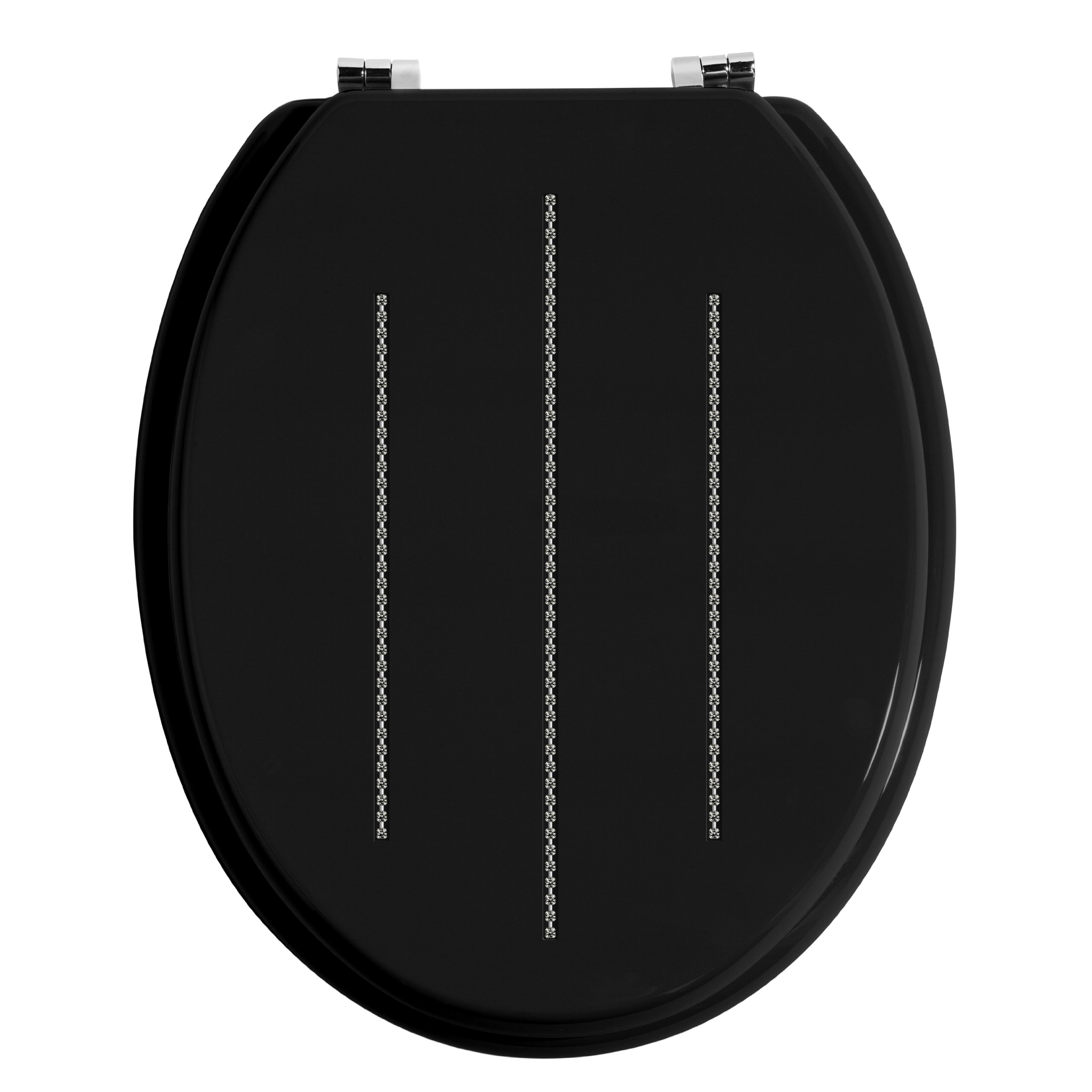 Premier Housewares 1604097 Toilet Seat Black Toilet Seats Soft Close Zinc Toilet Seat Fittings Alloy Toilet Seats - Black 46 X 37 X 6 Cm