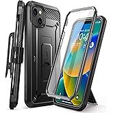 SUPCASE for iPhone 14 Case with Stand & Belt-Clip (Unicorn Beetle Pro), [Built-in Screen Protector] [Military-Grade Drop Protection] Heavy Duty Rugged Phone Case for iPhone 14 / iPhone 13, Black