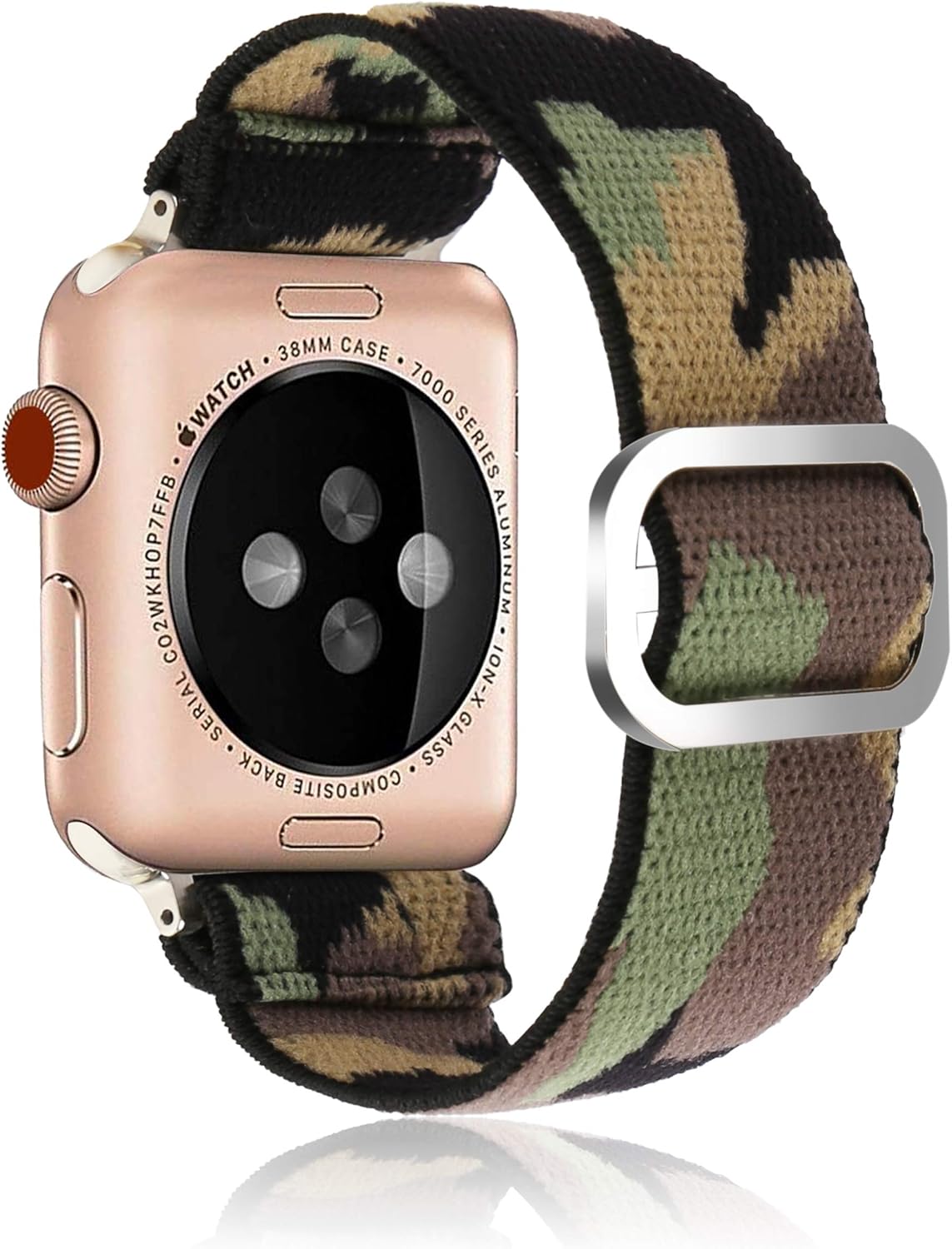 Adjustable Elastic Strap Band for Apple Watch, 38mm 40mm, Men and Boys Camouflage Band Strap Bracelet Scrunchie Watch Band for iWatch Series 1 2 3 4 5 6 SE
