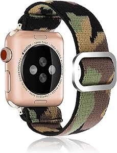 Adjustable Elastic Strap Band for Apple Watch, 38mm 40mm, Men and Boys Camouflage Band Strap Bracelet Scrunchie Watch Band for iWatch Series 1 2 3 4 5 6 SE