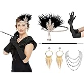 1920s Flapper Accessories Set for Women,Great Gatsby Accessories 20's Flapper Theme Set Headband Gloves Necklace