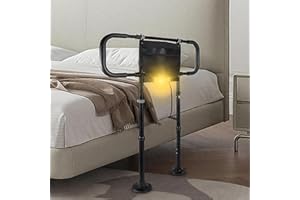 Eakertte Bed Rails for Elderly Adults Safety - Adjustable Bed Side Rails with Support Leg, Bed Cane with Storage Bag and Motion Sensor Light, Fits Queen, King, Twin, Full, Supports up to 400lbs