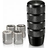 YCooiFo Weighted Shift Knob, 3.78" Racing Style Aluminum Manual Shifter Handle, Heavy Duty Anti-Slip Grip Gear Shift Knob with 4 Adapters M8 M10 M12, Black