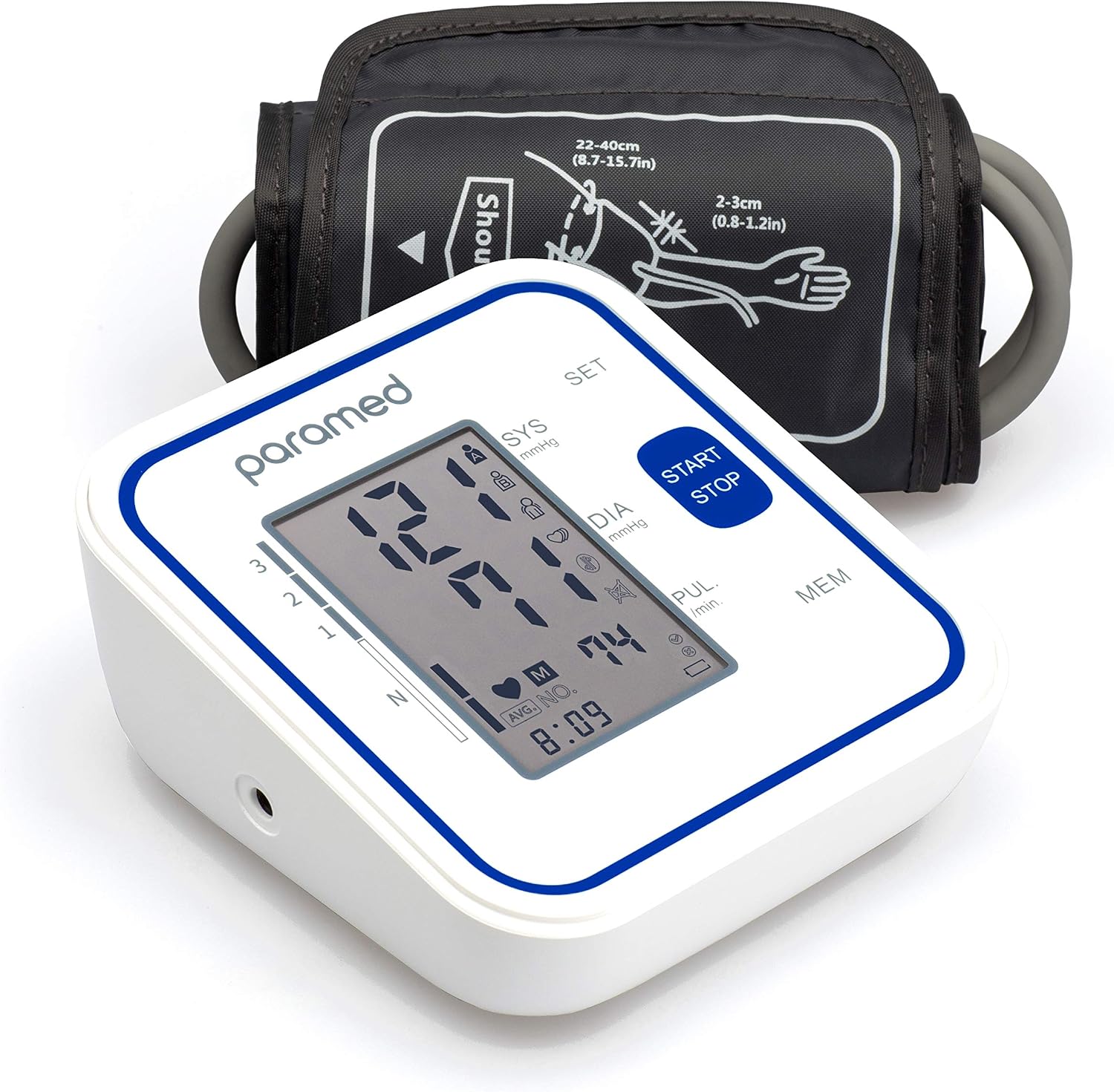 PARAMED Blood Pressure Monitor: Automatic Upper Arm BP Monitor with Cuff 8.7"-15.7"