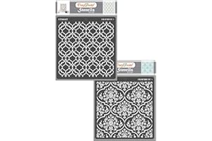 CrafTreat Trellis Stencils for Painting on Wood - Trellis in Trellis and Floral Trellis - 12X12 Inches - 2 Pcs - Moroccan Trellis Stencil for Furniture Painting - Background Stencils for Scrapbooking