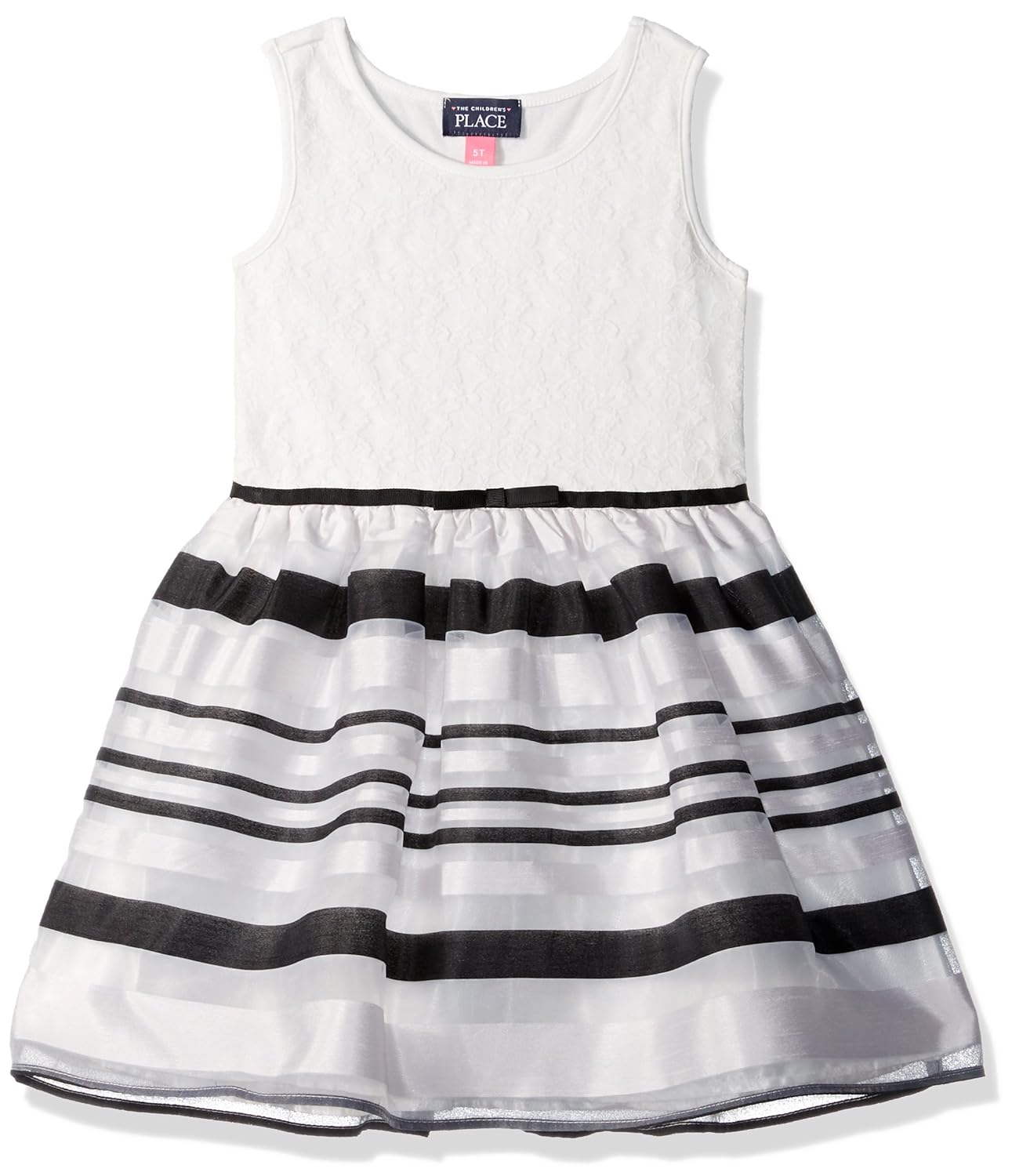 The Children's Place Baby Girls' Toddler Sleeveless Dressy Dresses, Stripe/White 2197, 2T