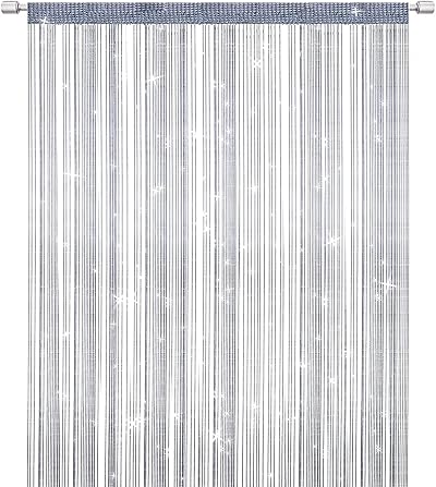 SULIVES String Curtains Door Fly Screen Curtain 100x200cm Silver