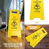 TDBS Pack of 2 Wet Floor Signs Yellow Heavy Duty Foldable view 6