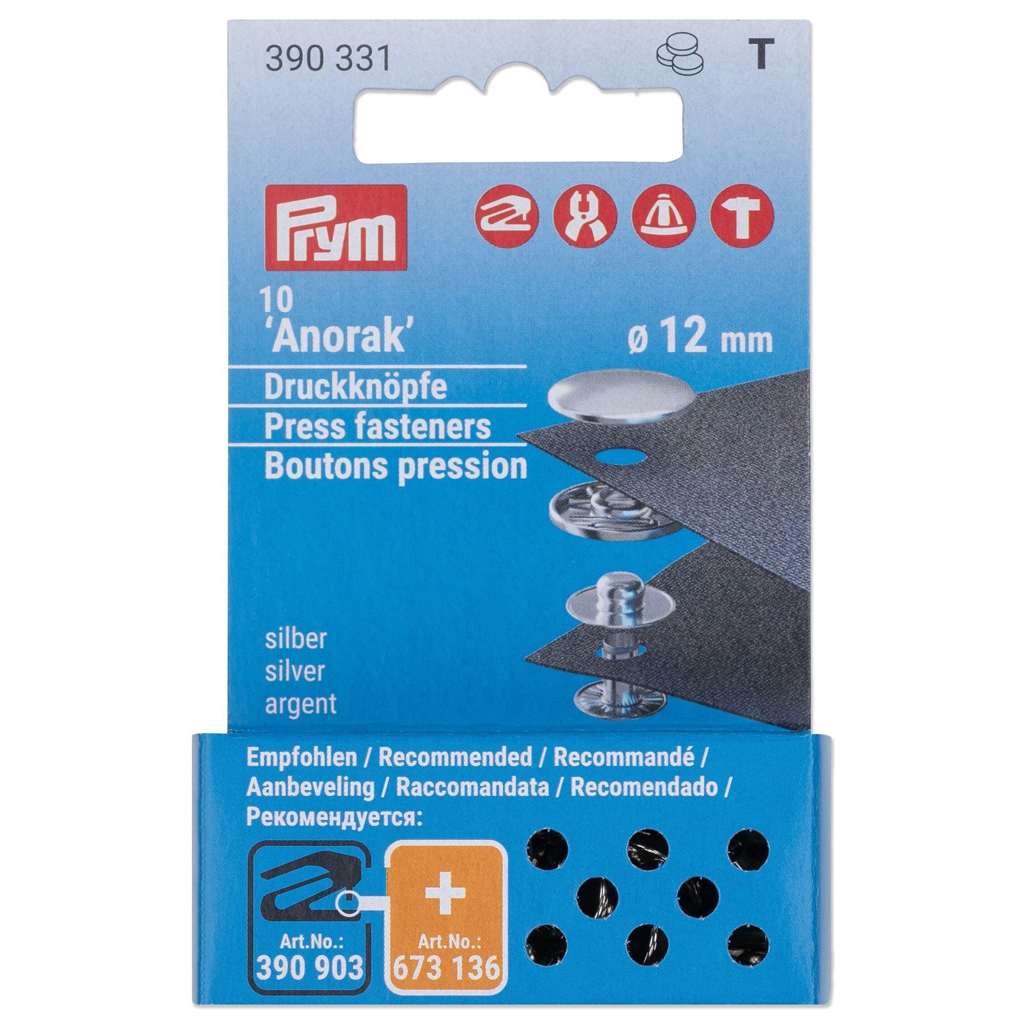 Prym 390331 Refill Packs Brass for 390330 col, Gold/Silver, 12 mm, silberfarbig, 10 Stück