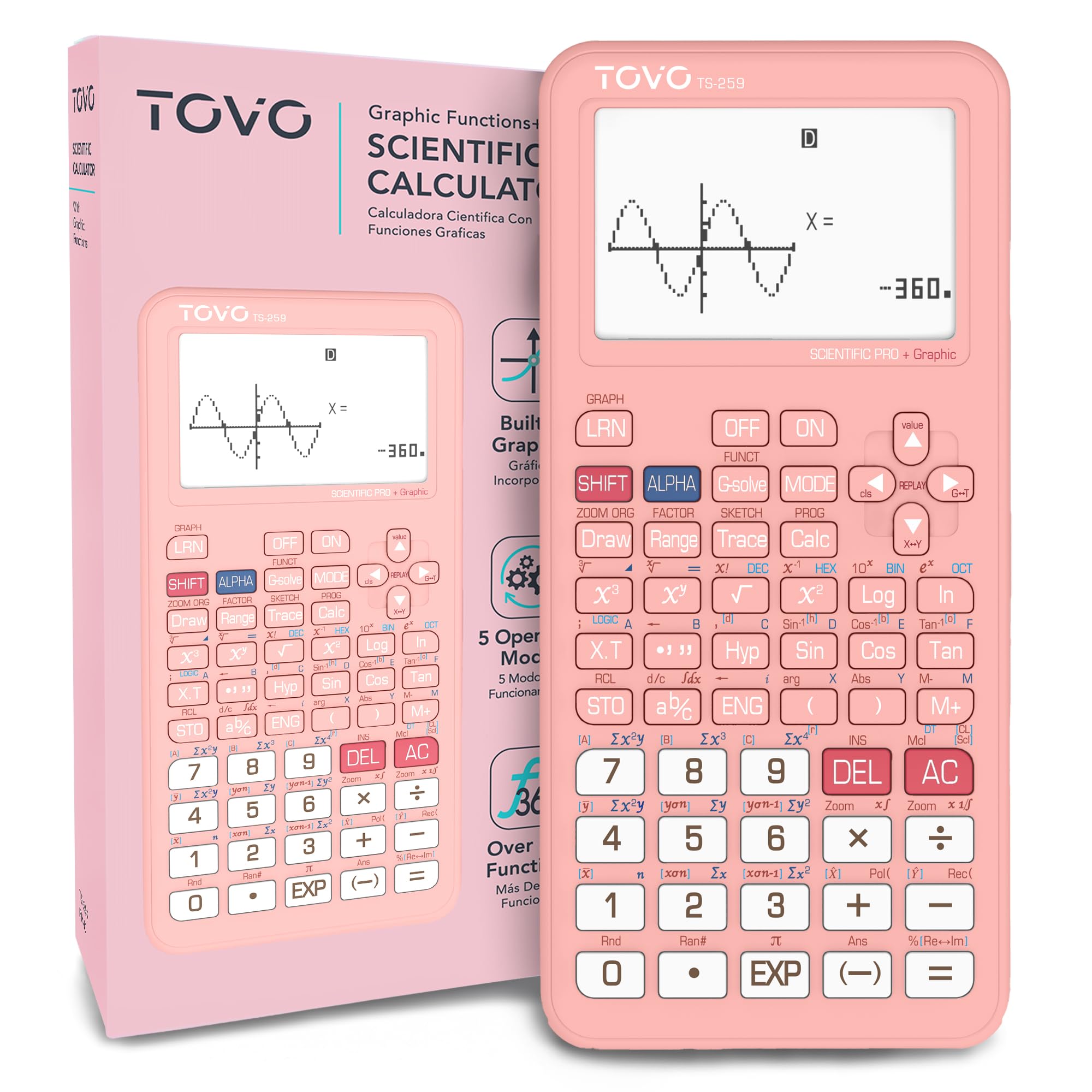 Photo 1 of TOVO Scientific Calculator with Graphing Functions, Multiple Modes, 360 Functions, Large Screen, Intuitive Interface for Beginners, High School & Advanced Courses, TS-259 (Developed by CATIGA)