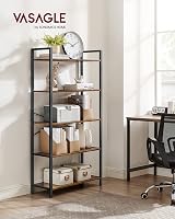 VASAGLE 5-Tier Bookcase Shelf 30 x 66 x 153 cm Rustic Brown Ink Black LLS061B01 view 2