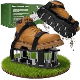 DWAEEGG Lawn Aerator Shoes, Pre-Installed Two-Layer Spike Aerator Shoes Tool with Hook-and-Loop Adjustable Straps, Durable and Self-Cleaning for Patio Garden Soil and Plat Grassland