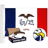 G128 Iowa State Flag | 3x5 Ft | Double ToughWeave Series Double Sided Embroidered 210D Polyester | Embroidered Design, Indoor/Outdoor, Brass Grommets, Heavy Duty, 2-ply
