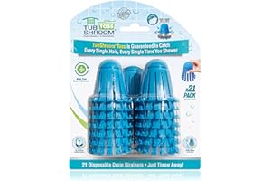 TubShroom Toss 21pk Disposable Bath Tub Drain Strainers - Hair Catcher Snare for Shower Bathtub to Prevent Clogged Drains, Traps Human and Pet Hair, One Year Supply (Blue)