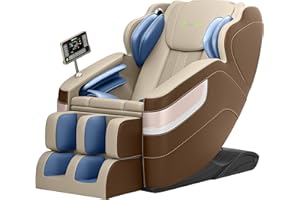 Real Relax Full Body Massage Chair, Zero Gravity Massage Recliner Chair with 6 Auto Modes, Full Body Airbags, Bluetooth, Fit Office and Home, Brown
