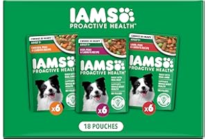 IAMS Proactive Health Adult Wet Dog Food Variety Pack, 3.5 oz. Pouch, (18 Count)