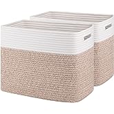 OIAHOMY Storage baskets for Shelf, Toy Storage Basket, Collapsible Storage Bins, Blanket Basket Living Room, Closet Storage for Bedroom, 15 x 9.8 x 11.8 Inches-Pack of 2-Brown, FSB-H-P-02