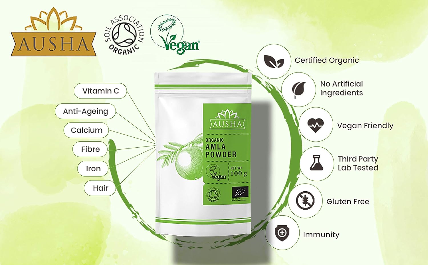 Ausha Organic AMLA Powder 100g - Indian Gooseberry - UK Certified Organic by Soil Association, Brown, 100 g (Pack of 1) - Image 4