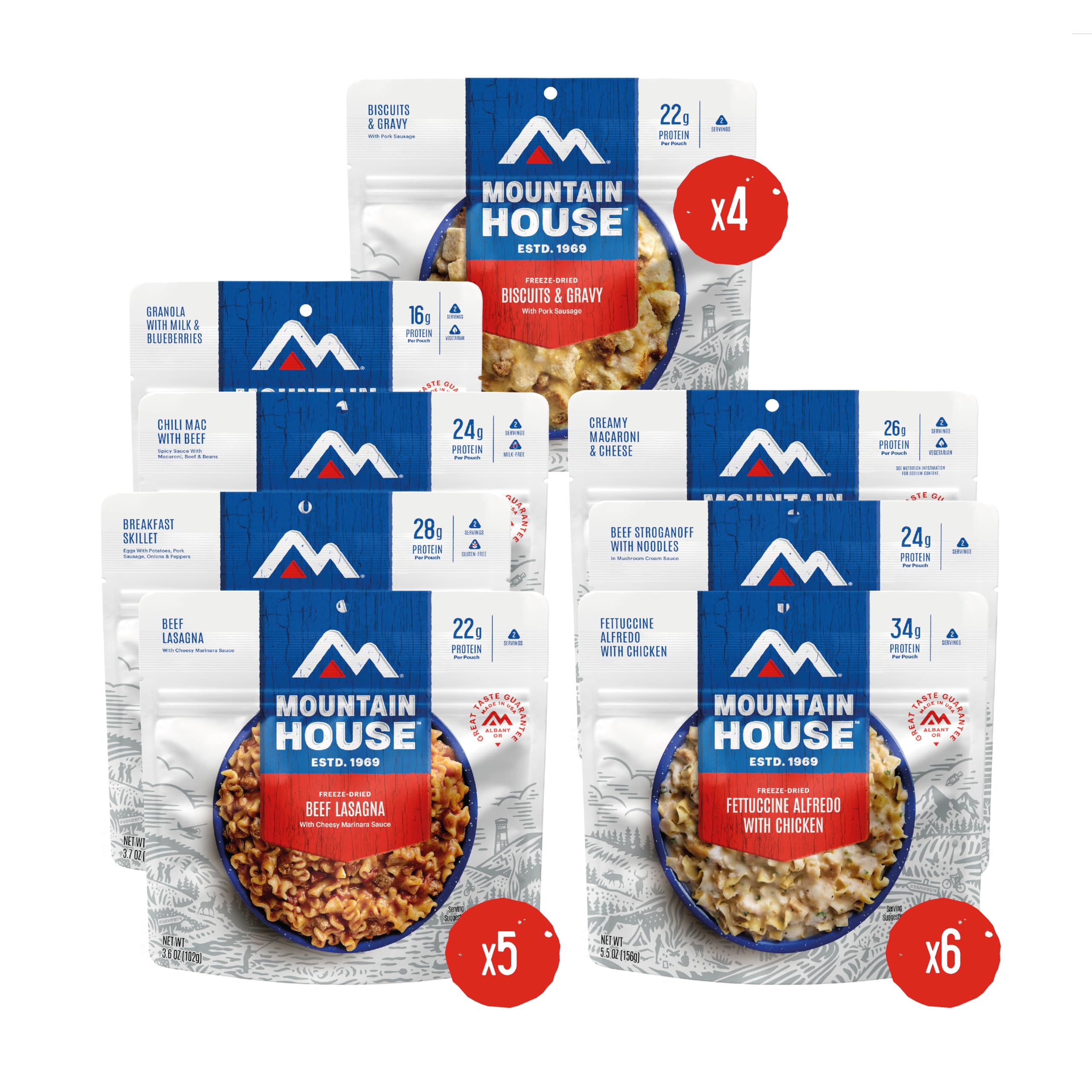 Mountain House 14-Day Emergency Food Supply, Freeze-Dried Survival Meal Kit for Disaster Preparedness & Long-Term Storage, 84 Servings, 30-Year Shelf Life, Just Add Water