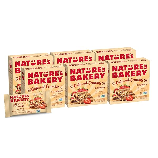 NATUREÂ€™S BAKERY OATMEAL CRUMBLE BARS, STRAWBERRY, REAL FRUIT,...