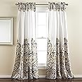 Lush Decor Clara Curtains Paisley Damask Print Bohemian Style Light Filtering Window Panel Set for Living, Dining, Bedroom (Pair), 52" W x 84" L, Gray & Yellow