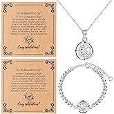 Huquary Graduation Gifts for Her 2026 Class of 2026 Graduation Gifts Inspirational Rotate Compass Bracelet and Necklace Jewelry Set for Women