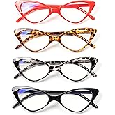 RLOZRN Reading Glasses for Women - Cat Eye Blue Light Blocking Readers for Women - Flexible Spring Hinge - Anti Glare UV