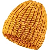 Connectyle Women's Rib Knit Cuffed Beanie Hat Stretch Acrylic Winter Hat Thick Warm Snow Ski Cap