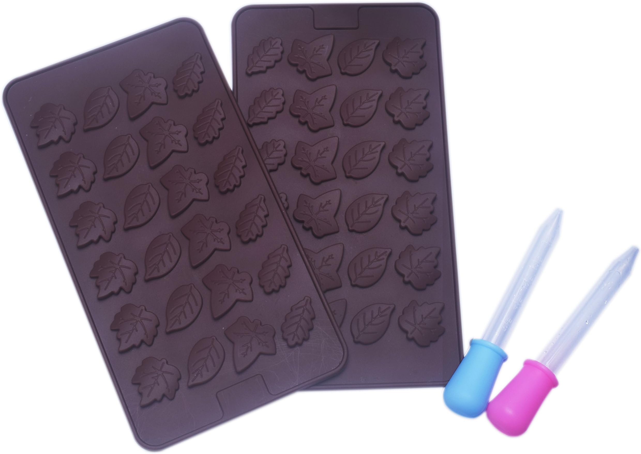 2 PSC 24-cavity Leaf Shape Silicone Mold for Making Soap, Candle, Candy, Chocolate for Halloween Thanksgiving