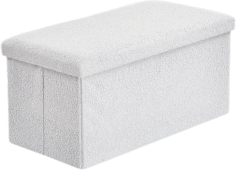 Home Republic Storage Ottoman Padded Foldable Bench 76x38 Boucle White