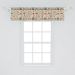 Ambesonne Oriental Floral Window Valance Pack of