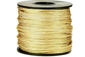 BEL AVENIR Nylon Satin Cord, 2mm 50 Yards Braided Lift Shade Cord for Necklace Bracelet String Cord, Blind Shade, Trim and Shoelaces (Gold)