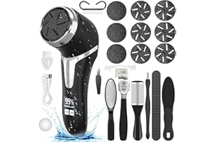 HOXIDA Electric Callus Remover for Feet (with Dander Vacuum), Portable Pedicure Kit Foot File Callus Remover, Rechargeable Waterproof Foot File for Foot Care Deadskin Remover with 9Head&LCD Display