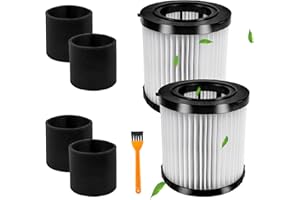S SMILEFIL Smilefil 2-Pack DCV5801H HEPA Replacement Filters Compatible with DEWALT DCV580H (Cordless) & DCV581H 20V MAX Wet/Dry Vacuum, Washable & Reusable with 4 Foam Sleeve Filters & 1 Brush
