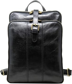 black leather knapsack