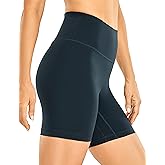 CRZ YOGA Women's Brushed Naked Feeling Biker Shorts 6'' - High Waist Matte Workout Gym Running Spandex