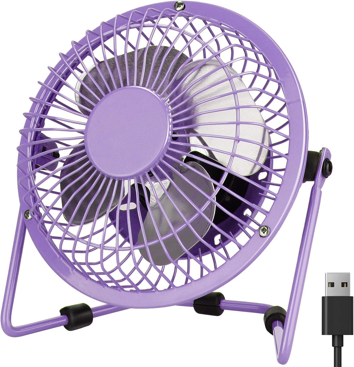 Amazon Com Desk Fan Usb Peyou 4 Usb Portable Mini Fan 3 9 Ft Usb Cable Personal Metal Table Fan Usb Small Quiet Fan Desktop Cooling Fan 360 Adjustable Operation Fan For Office Home Traveling Purple Home Kitchen