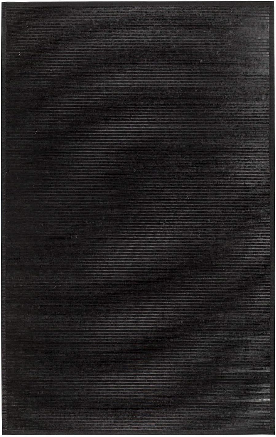 Homeworx Bamboo Tropical Leaf or Area Rug Black 4' x 6' Antimicrobial, Non Slip, Handmade 4' x 6' N/A Rectangle
