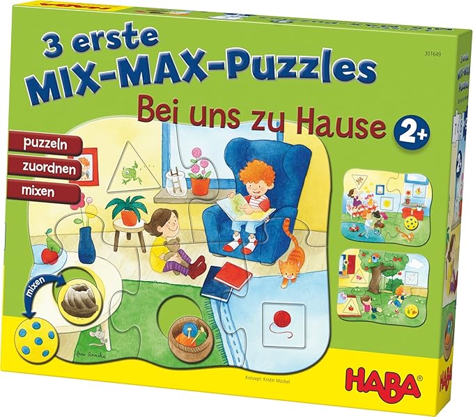 Haba 301649 3 Mix-Max Puzzles-Zu Hause