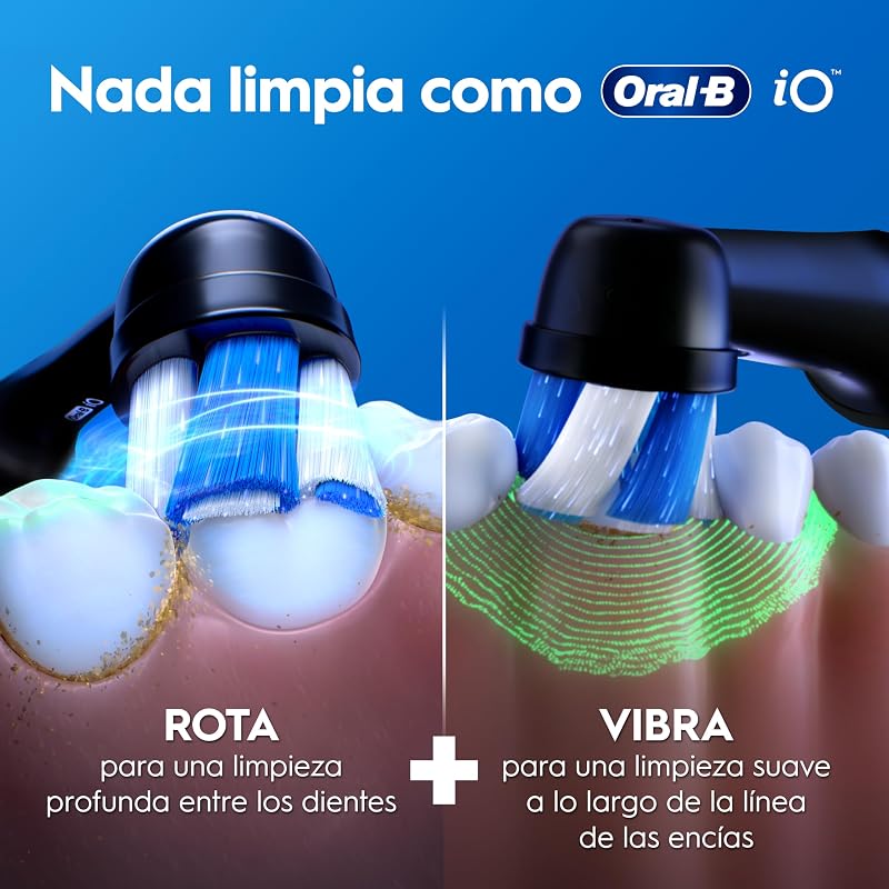 Oral-B iO 2 escova de dentes elétrica Night Black, 1 cabeça, 1 estojo de viagem, 1 suporte de recarga, 3 modos de escovagem, sensor de pressão e temporizador, desenhado por Braun