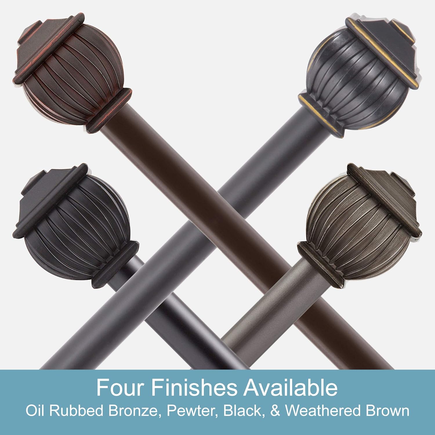Kenney Beckett Standard Decorative Window Curtain Rod, 28-48", Black, 4 Pack: Home & Kitchen